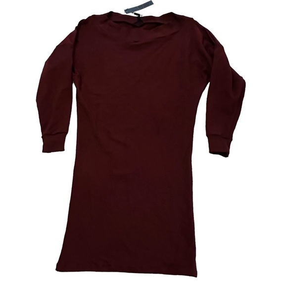 NEW Indah Body Baby Ruth Boatneck Mini Dress in Port Size 1 US Small Burgundy - Picture 7 of 15